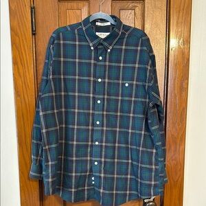 Orvis Men's Blue & green Plaid Shirt 100% cotton like new condition